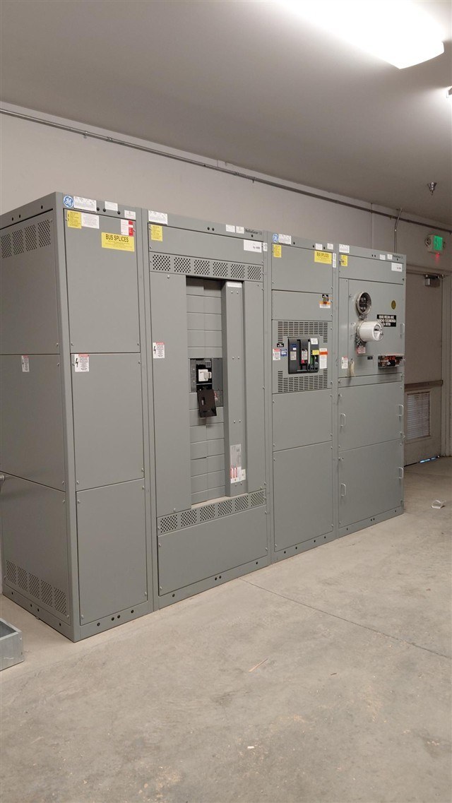 Commercial electrical switchgear documented during an inspection
