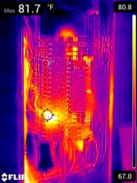 Infrared thermal image of a commercial electrical panel