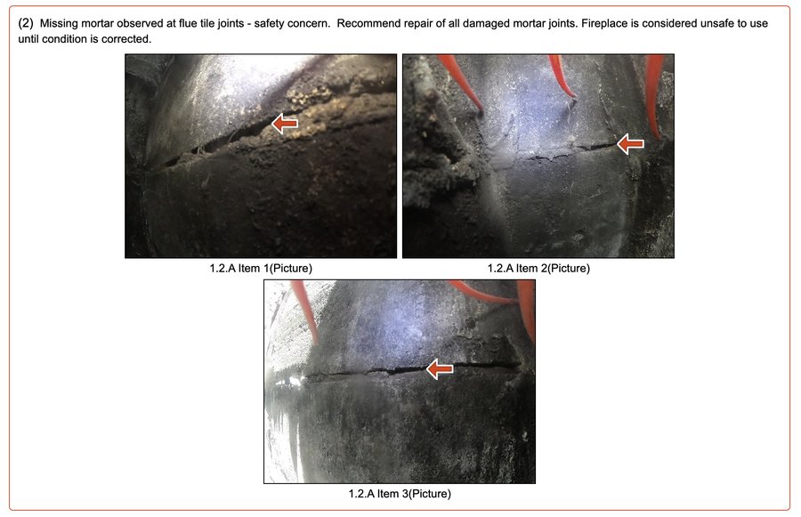 Missing and deteriorated mortar joints on a masonry chimney