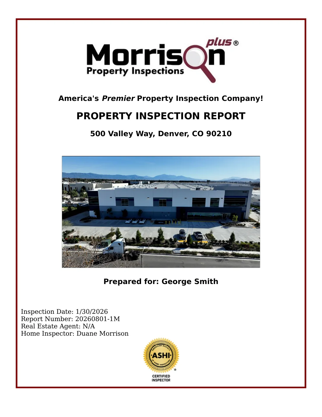 Sample commercial inspection report page 1