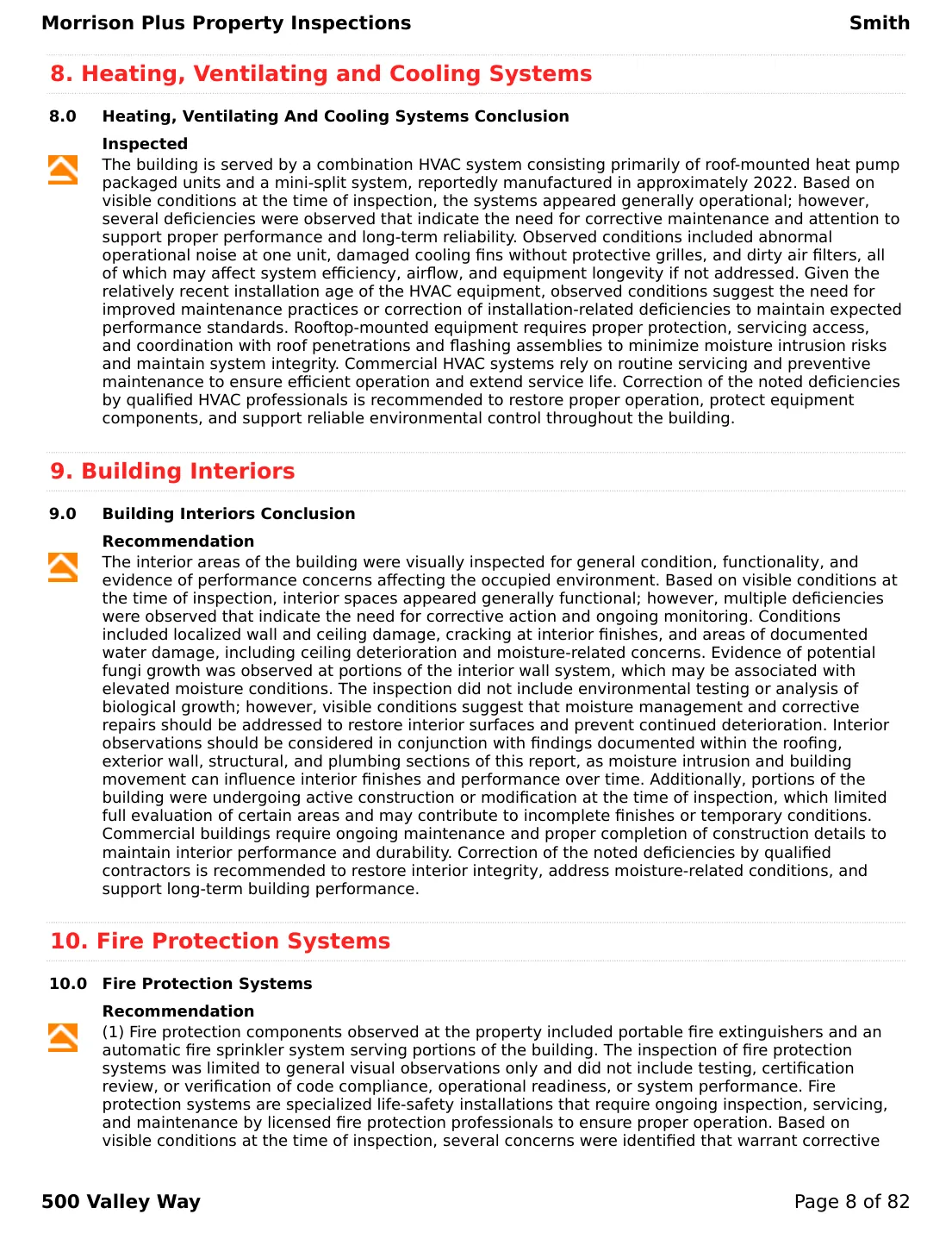 Sample commercial inspection report page 8