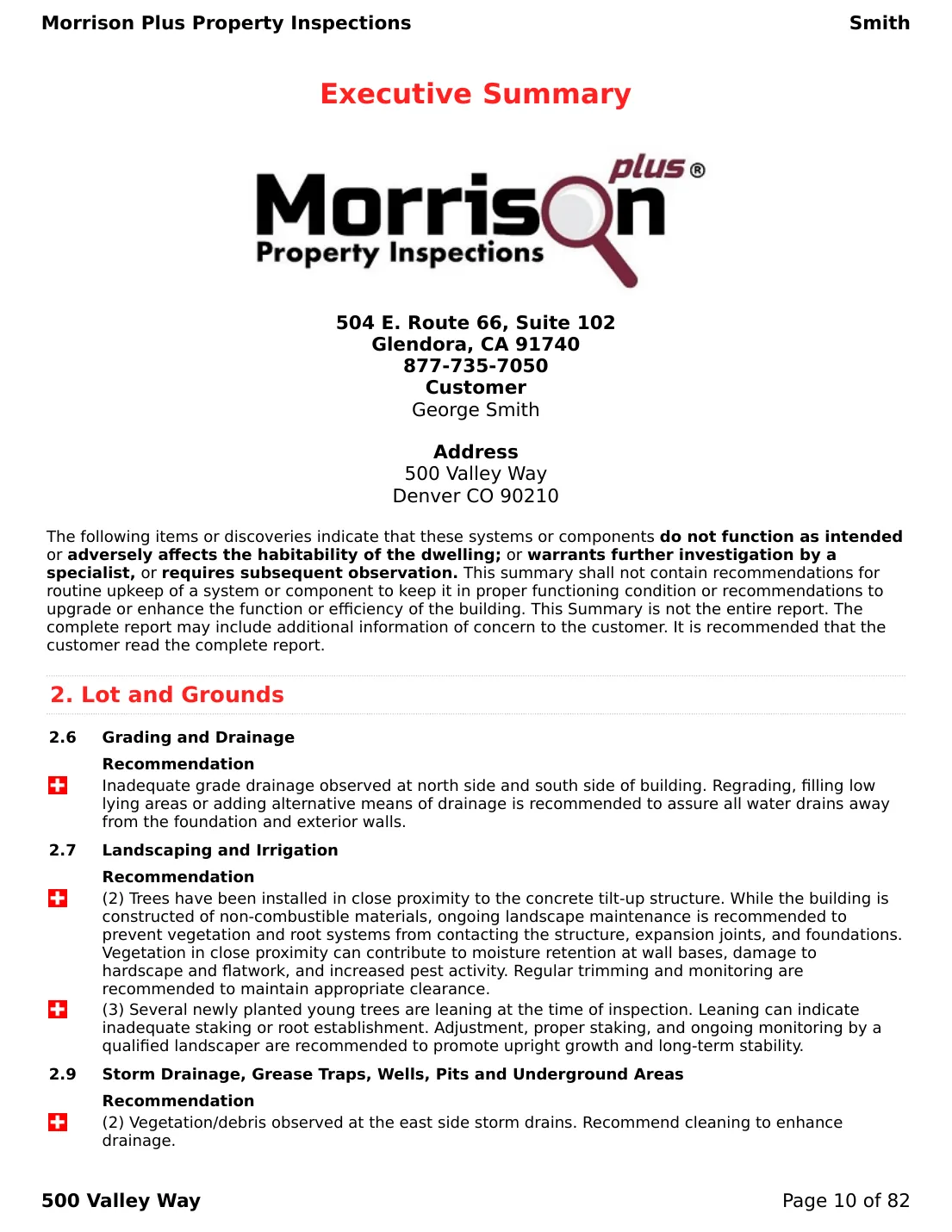 Sample commercial inspection report page 10