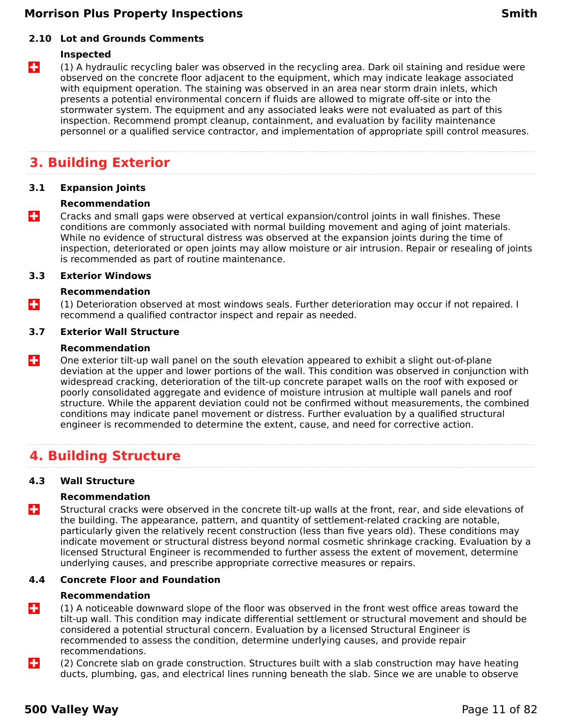 Sample commercial inspection report page 11
