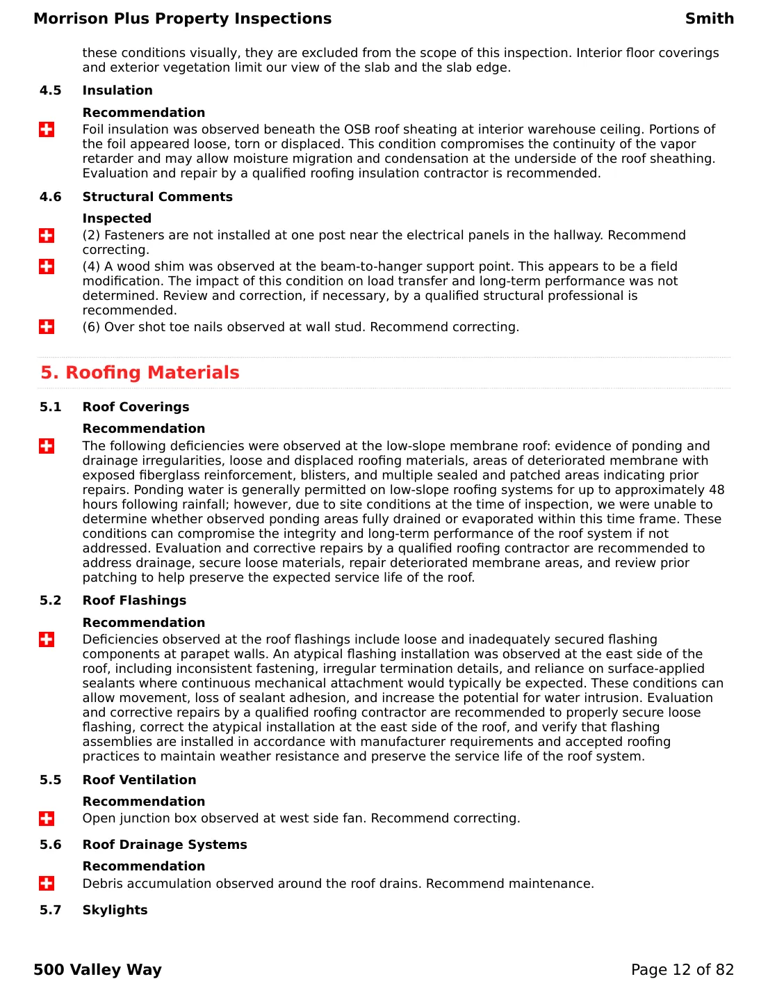 Sample commercial inspection report page 12