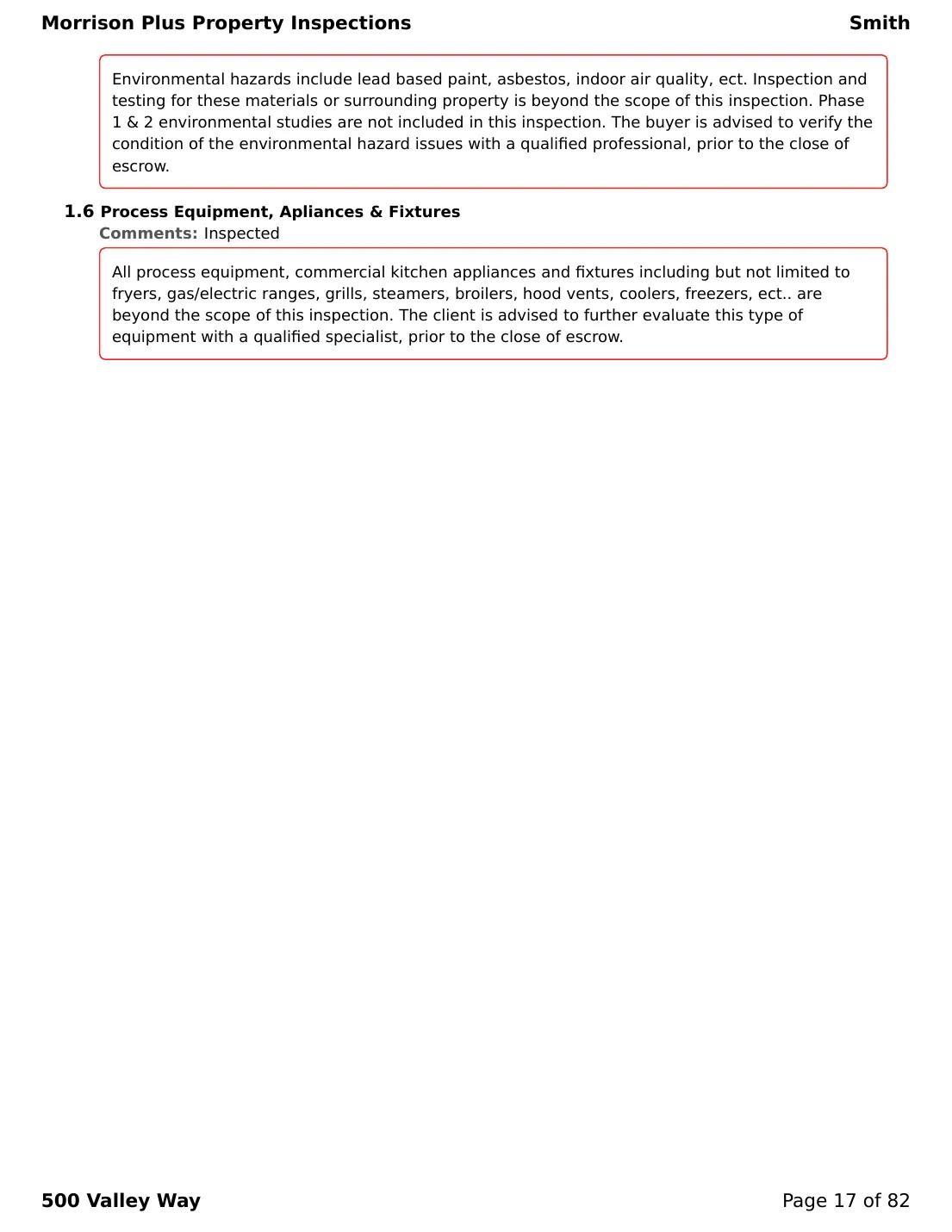Sample commercial inspection report page 17