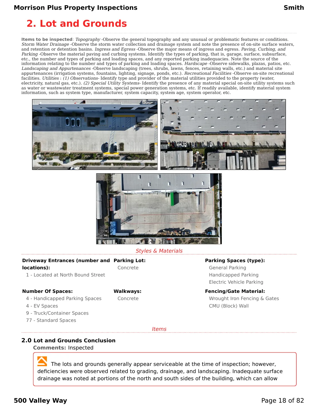 Sample commercial inspection report page 18
