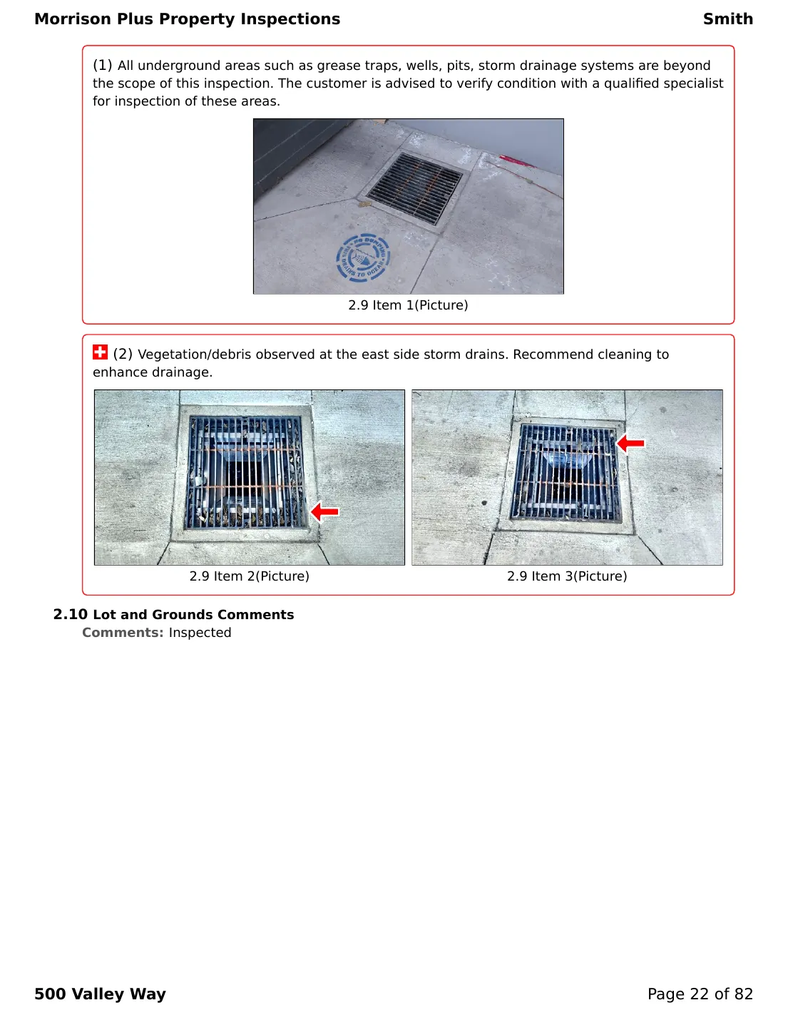Sample commercial inspection report page 22