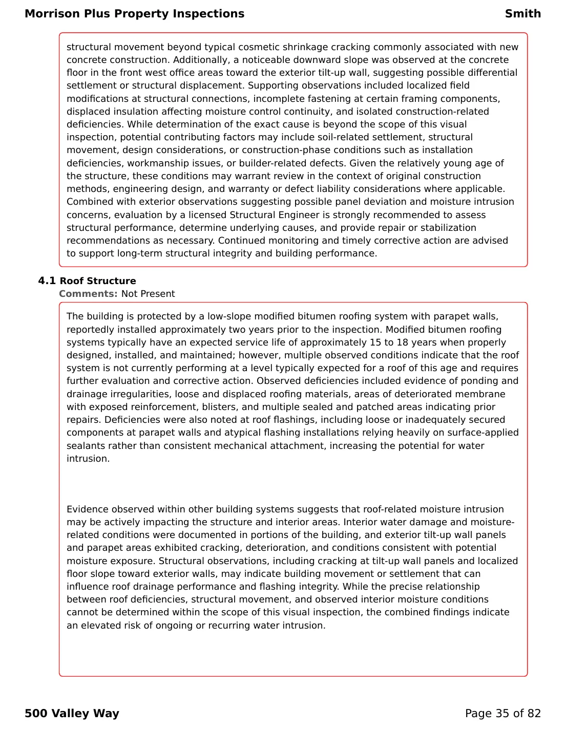 Sample commercial inspection report page 35