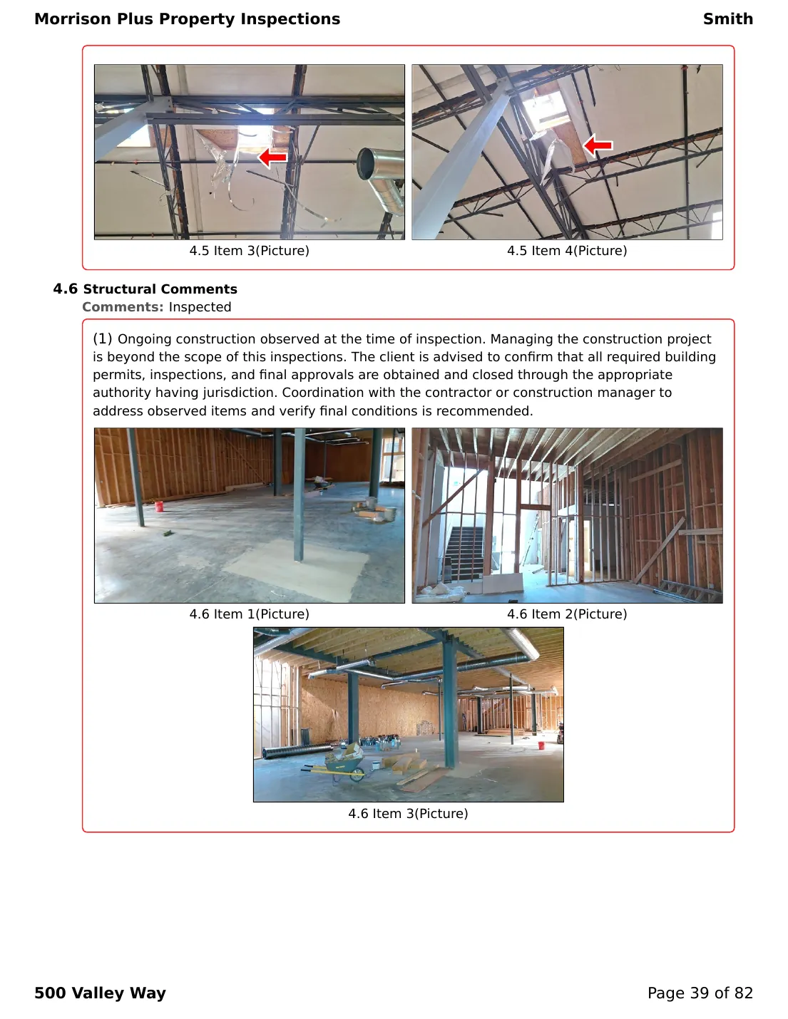 Sample commercial inspection report page 39