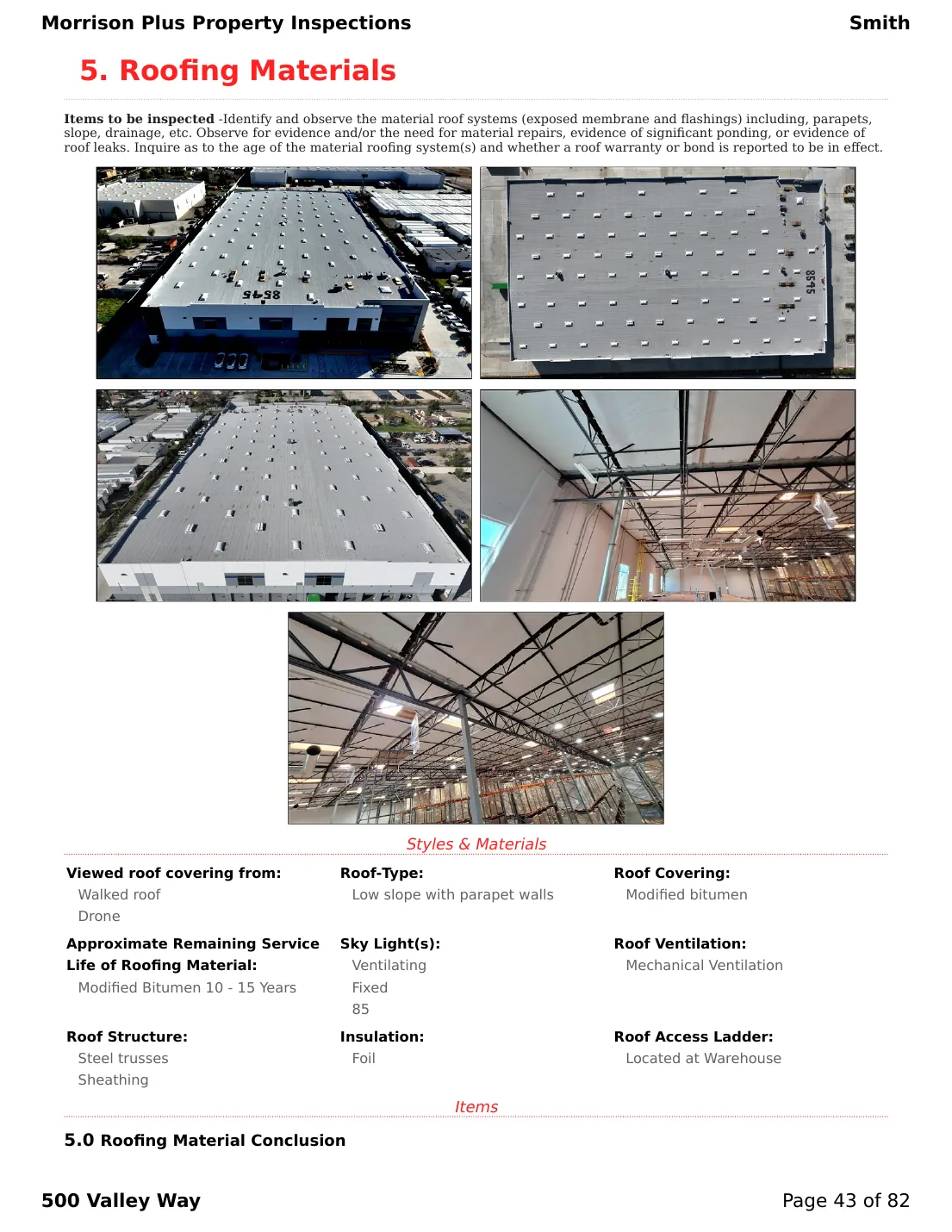 Sample commercial inspection report page 43