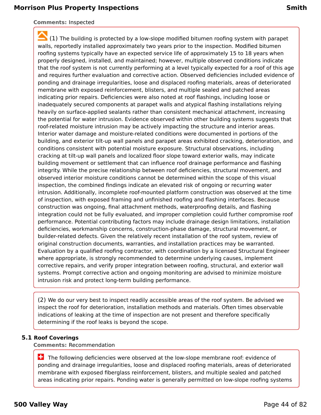 Sample commercial inspection report page 44