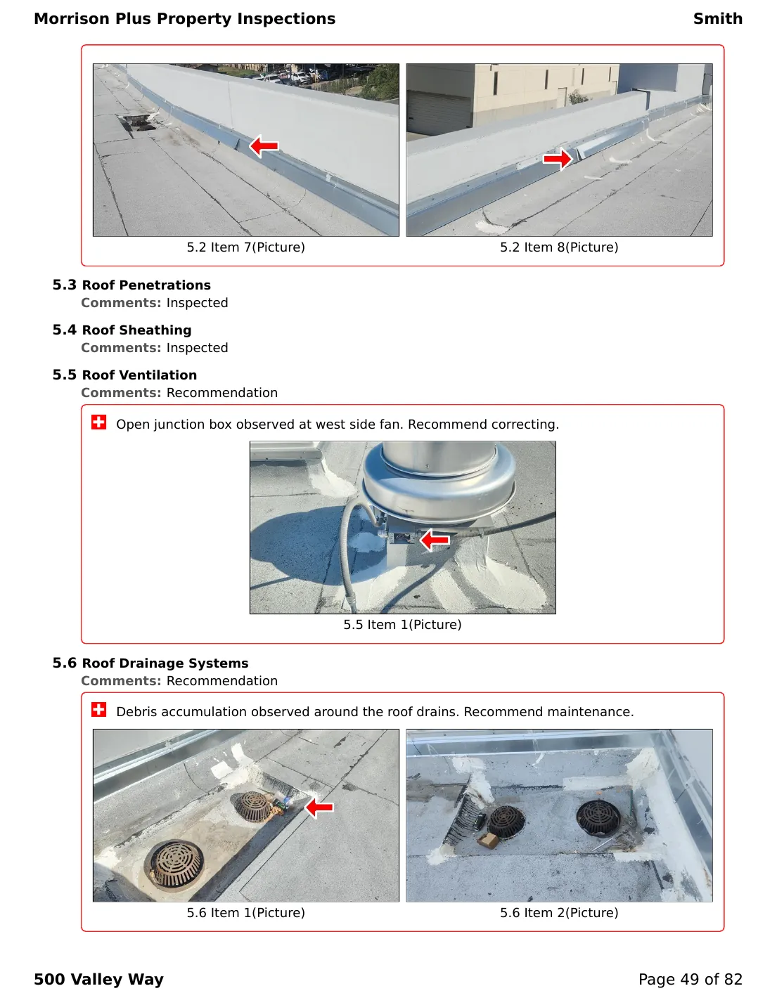 Sample commercial inspection report page 49