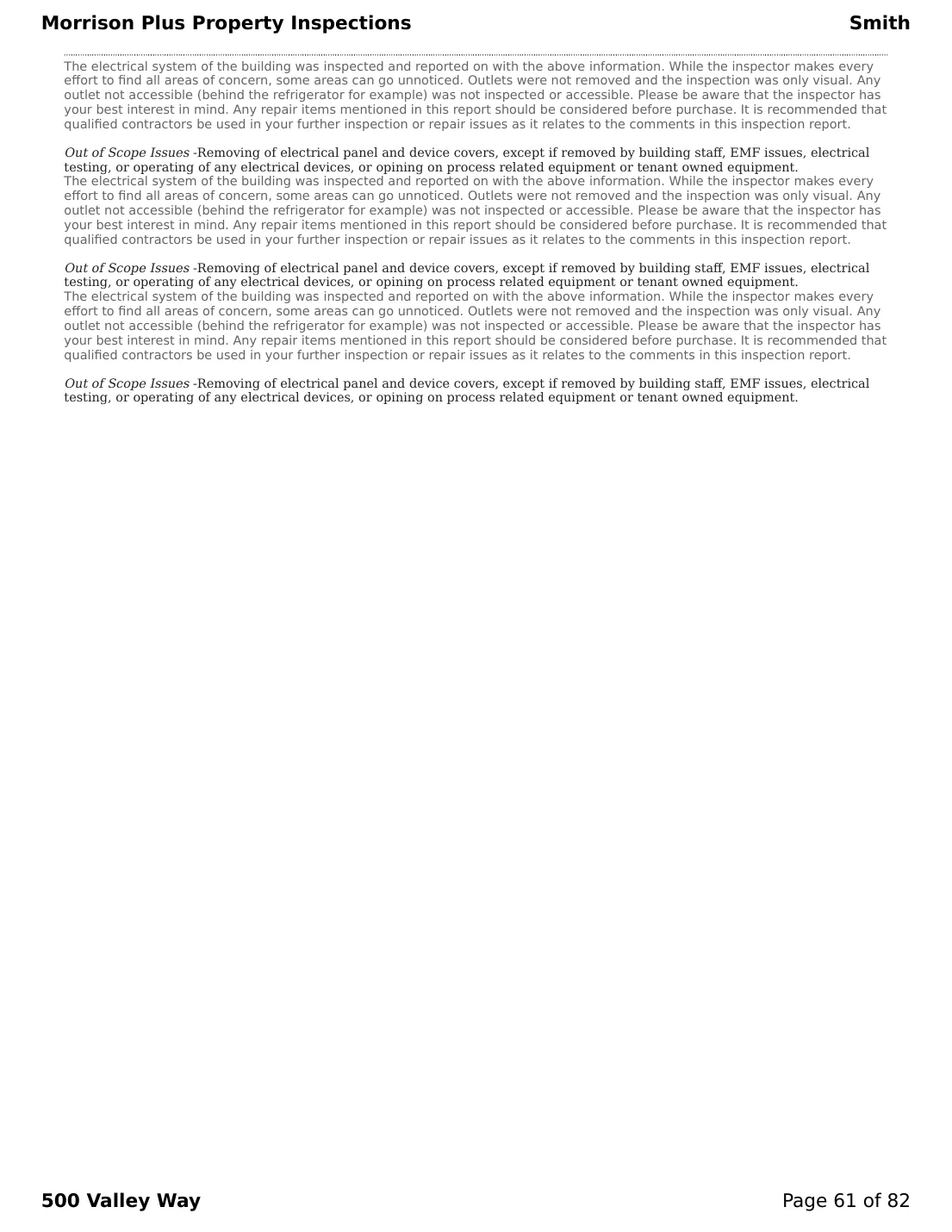 Sample commercial inspection report page 61