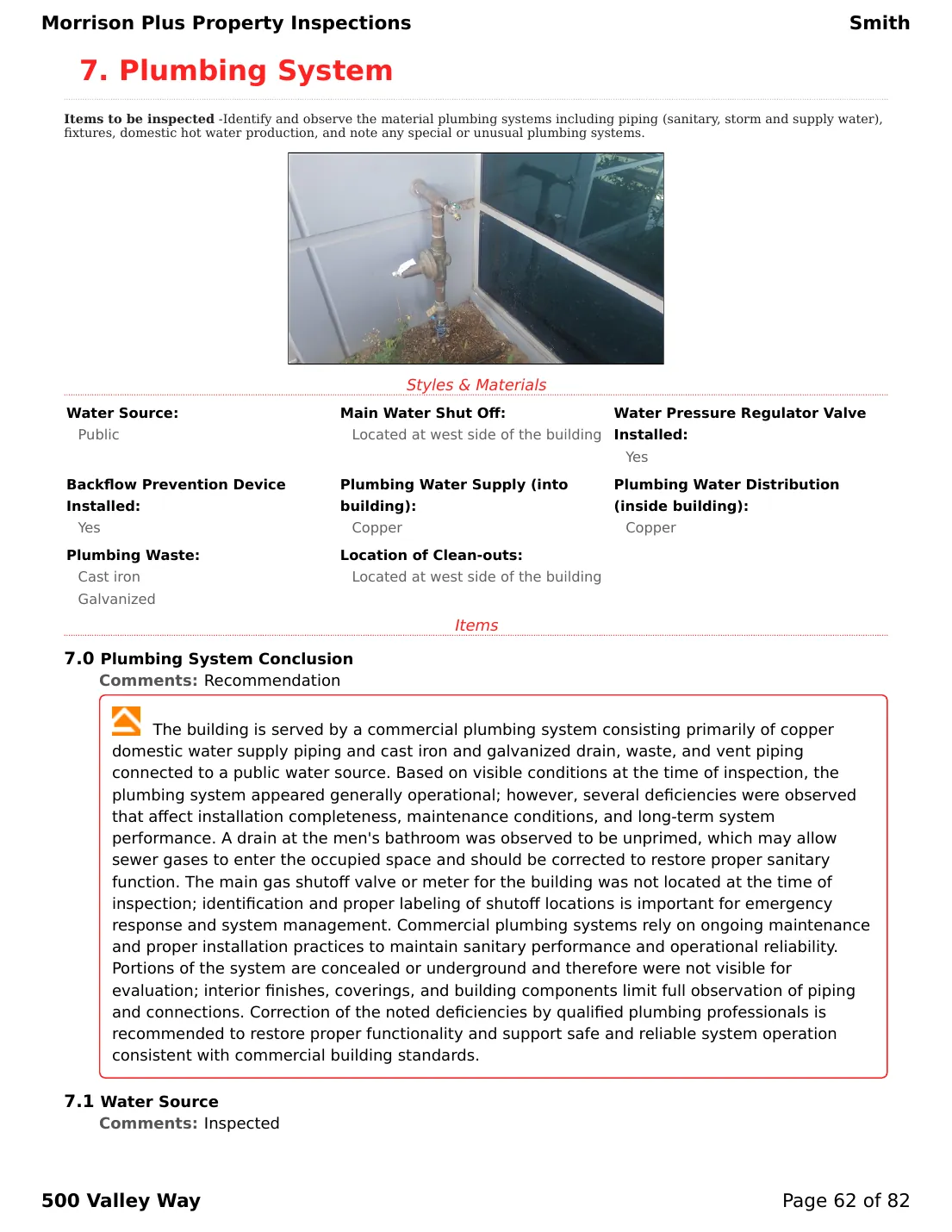 Sample commercial inspection report page 62