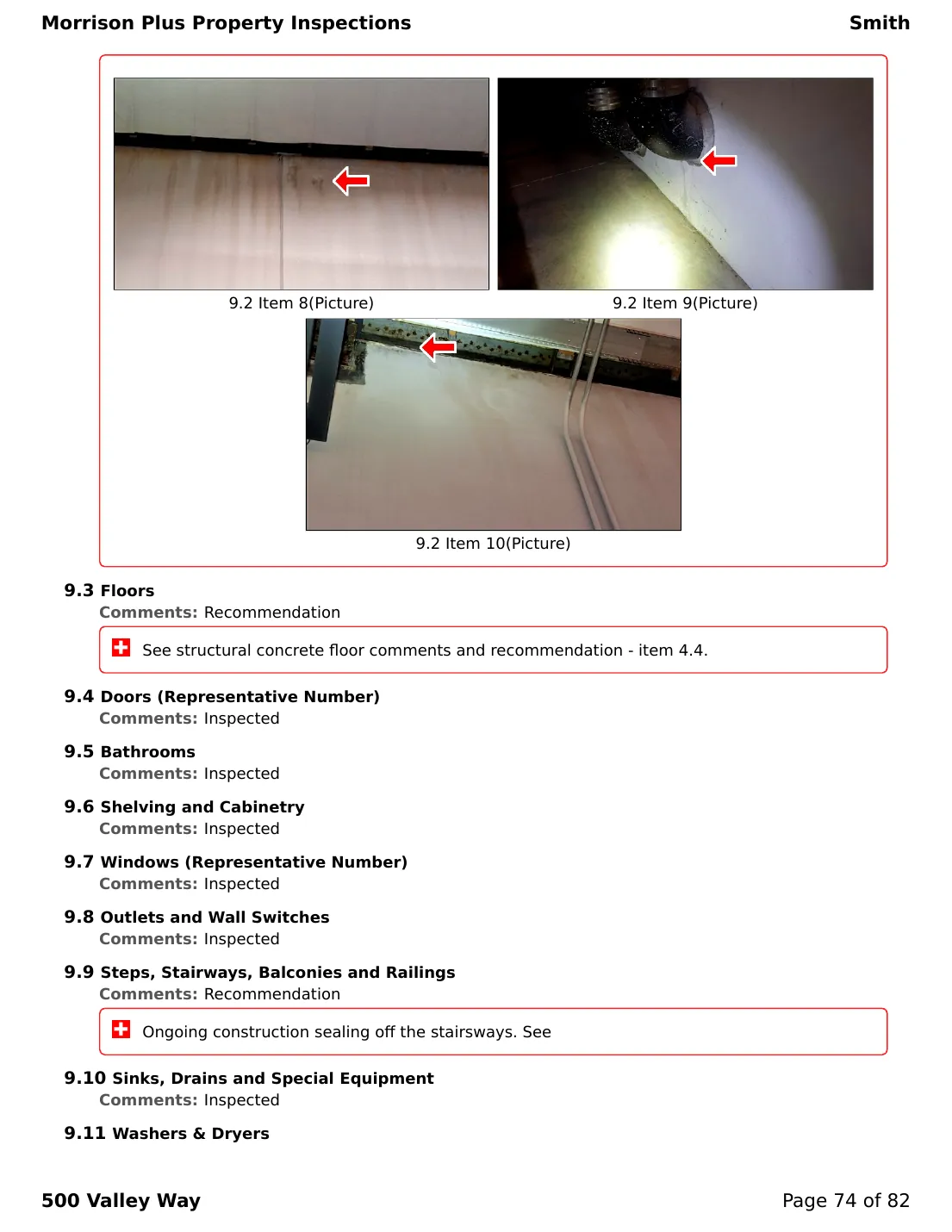 Sample commercial inspection report page 74
