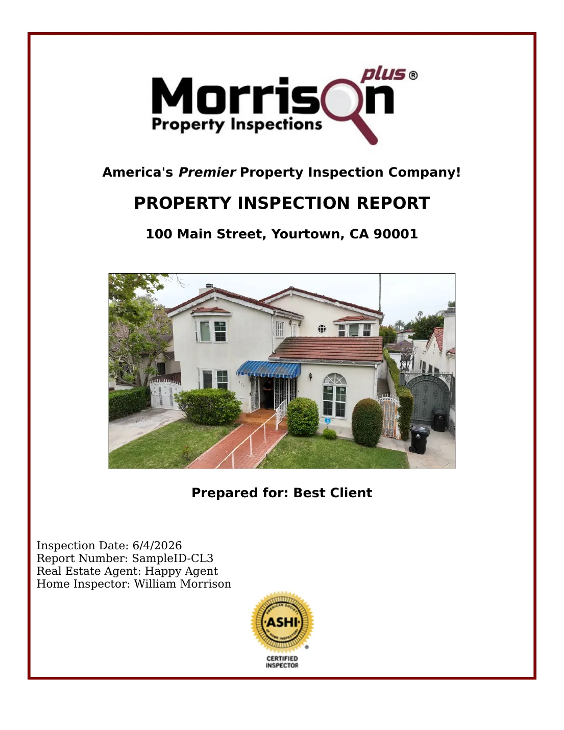 Sample inspection report page 1