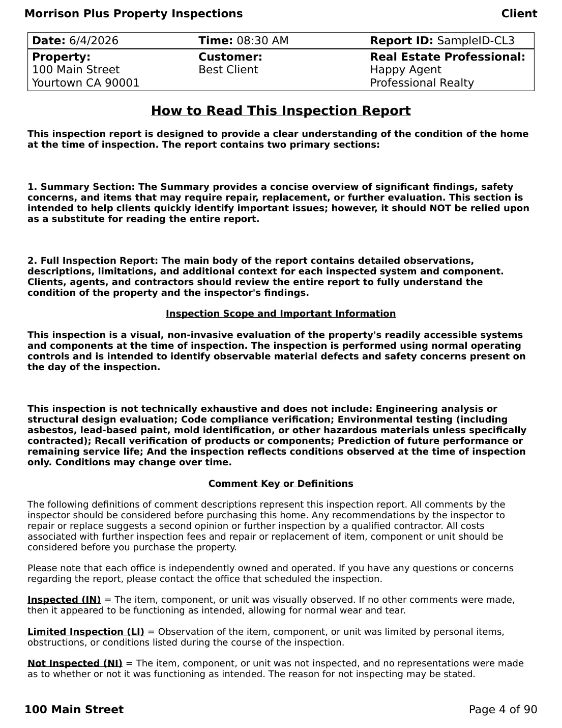 Sample inspection report page 4