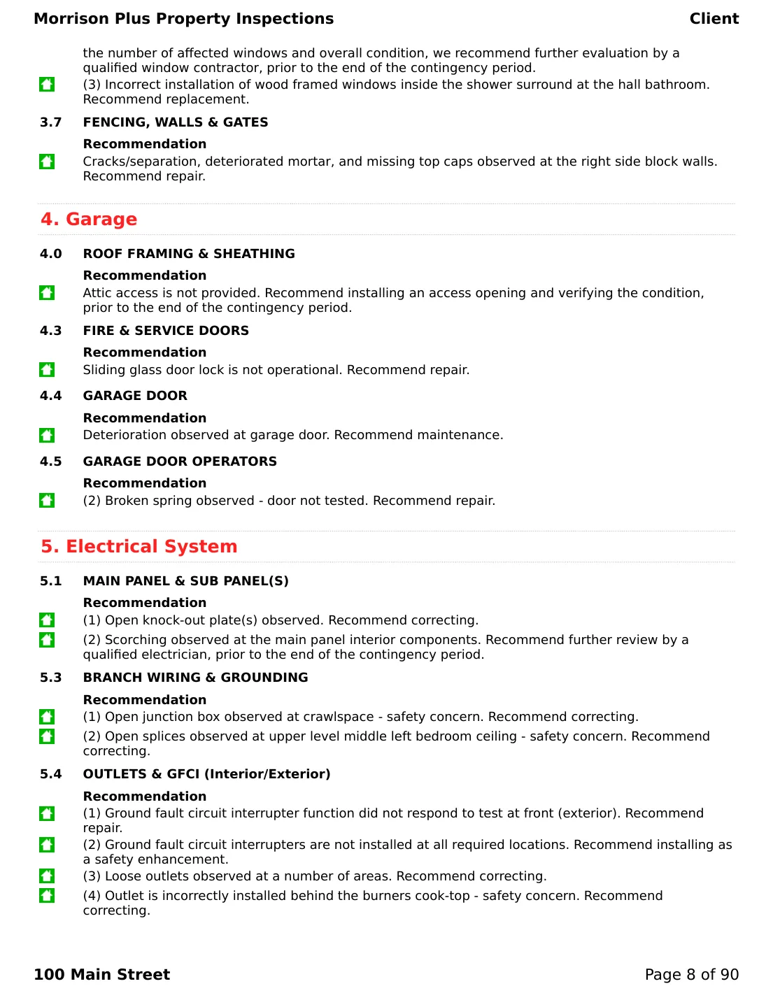 Sample inspection report page 8