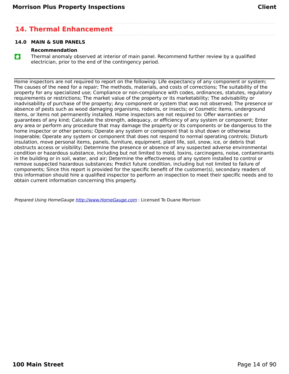 Sample inspection report page 14