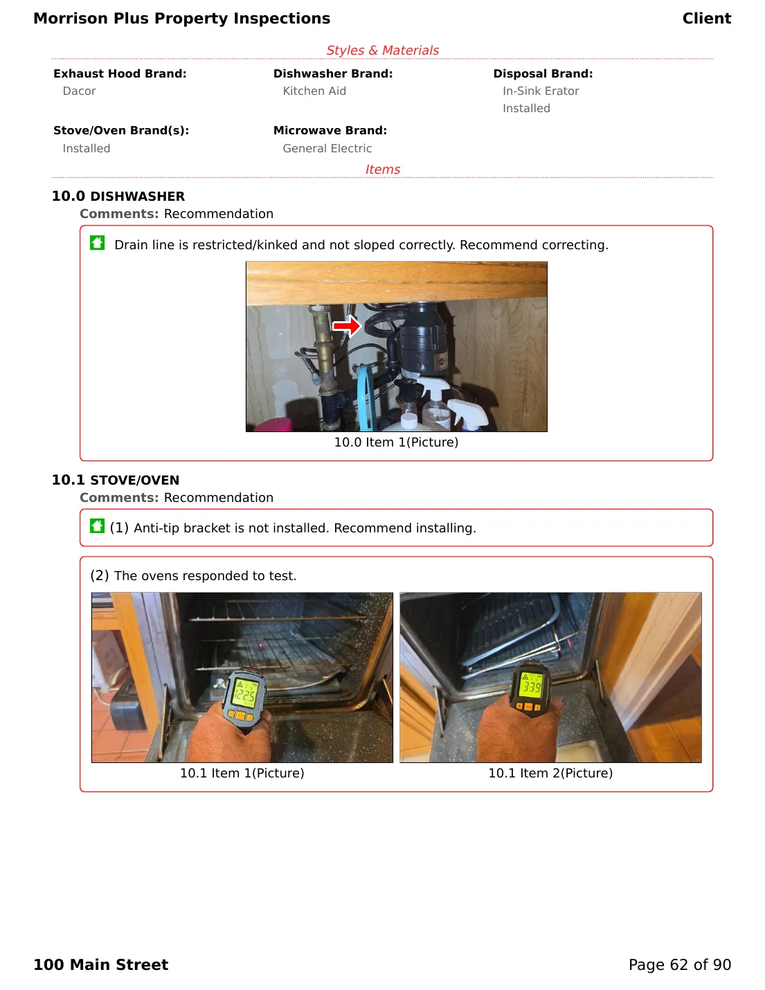 Sample inspection report page 62