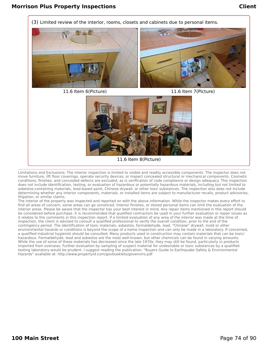 Sample inspection report page 74