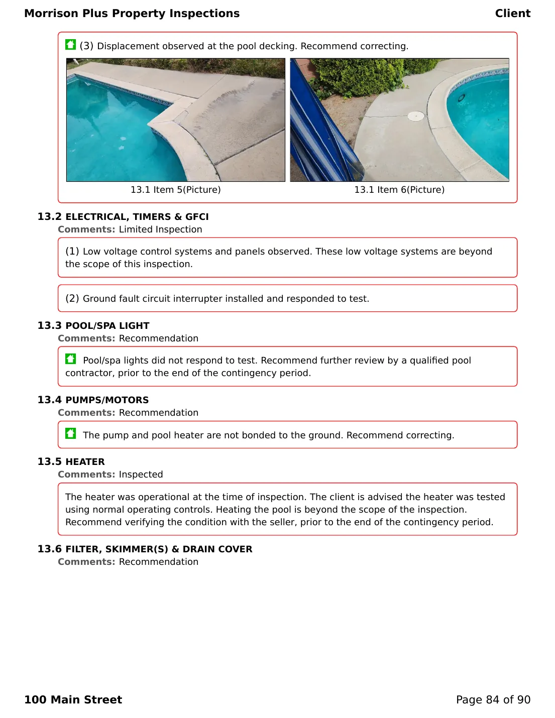 Sample inspection report page 84