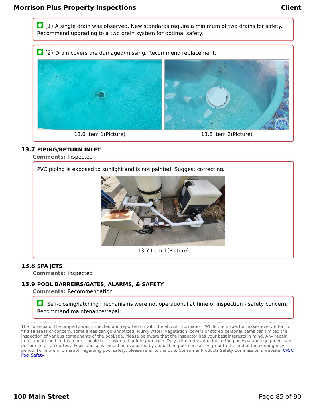 Sample inspection report page 85